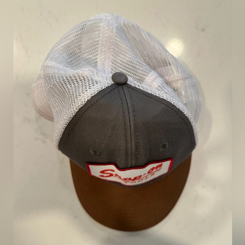 Snap-On Tools Mesh Snapback Hat Brown Gray White - Picture 2 of 5
